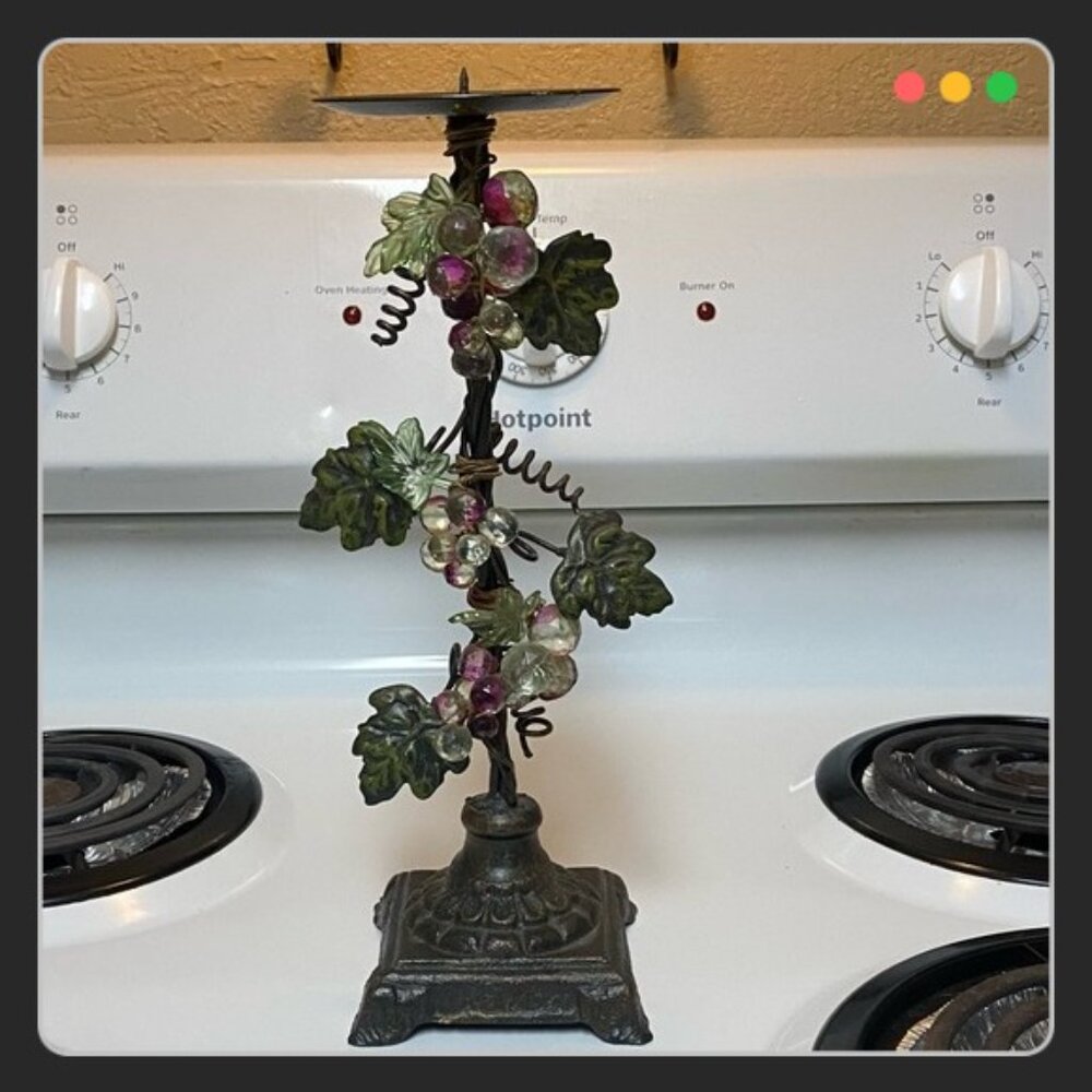 Vintage 12-inch-tall Iron Pillar Candle Holder